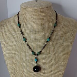 Elegant Green and Black Beaded Necklace